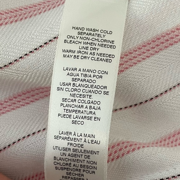 BHWM pink and Ivory long sleeve button down classic blouse, striped, Sz 0 - Picture 6 of 11